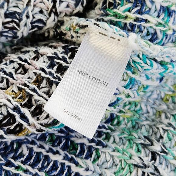 J Jill Marled Open Knit Tunic Sweater Size XL Cotton Blue Green Boho Winter Cozy - Picture 12 of 14